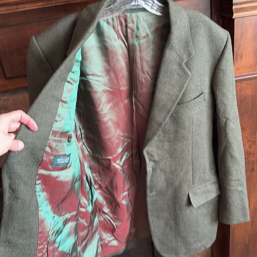 Mens United Colors of Benetton Italy made army green wool blazer jacket size 50
